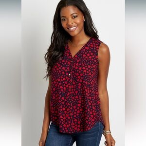 Maurices heart button down sleeveless blouse NWT